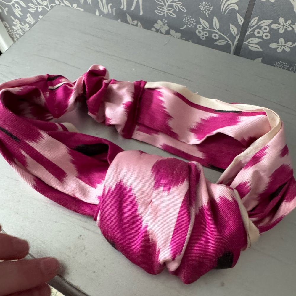 Jennifer Behr Pink and Cream Satin Hair Ribbon